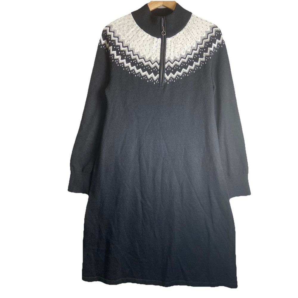 Talbots Sweater Dress Womens Medium Fair Isle Nordic Preppy Holiday Old Money